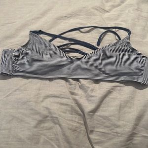 Lace up back striped bikini